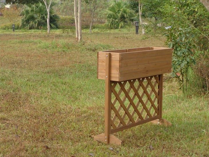 Wood Flower Plant Stand With Trellis